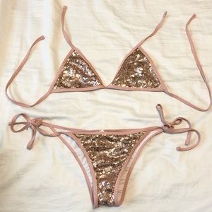 Pink sequined bikini